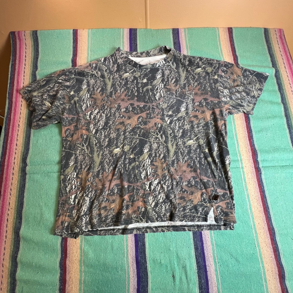 Canyon Trail Camo T-Shirt Mens 2XL Brown Forest Camouflage Pocket Tee Hunting